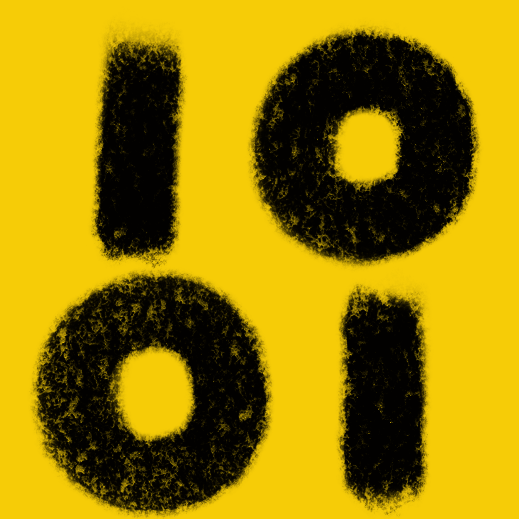 Yellow square with binary digits